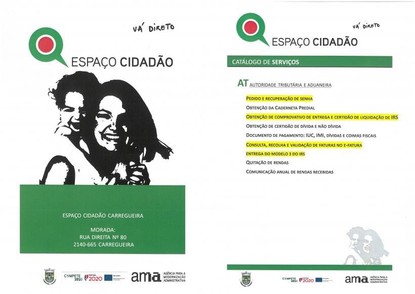 Cat&aacute;logo de servi&ccedil;os  do Espa&ccedil;o Cidad&atilde;o Carregueira- AT