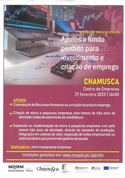 Sess&atilde;o de Esclarecimentos " Apoios a Fundo perdido para Investimento e Cria&ccedil;&atilde;o de Emprego"