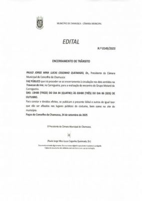 Edital- Encerramento de Trânsito ( Travessa do Irra) Carregueira