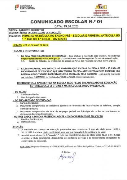 Matr&iacute;culas 2023/2024