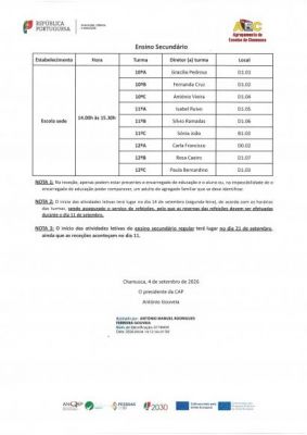 Agrupamento Escolas da Chamusca- Rece&ccedil;&atilde;o aos Alunos e Encarregados de Educa&ccedil;&atilde;o ( Ensino Secund&aacute;rio)