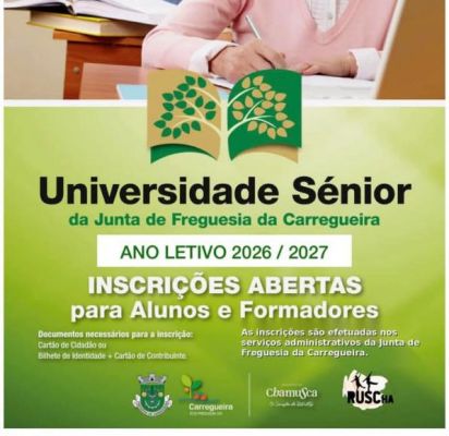 Inscri&ccedil;&otilde;es Universidade S&eacute;nior ano letivo 2026/2027