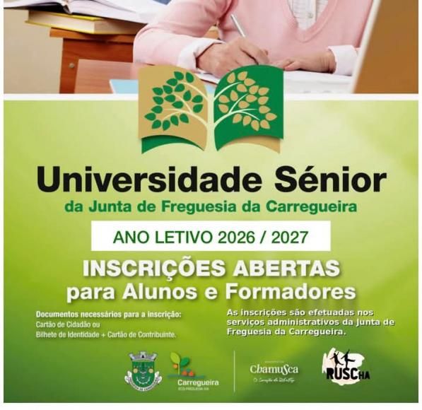 Inscri&ccedil;&otilde;es Universidade S&eacute;nior ano letivo 2026/2027
