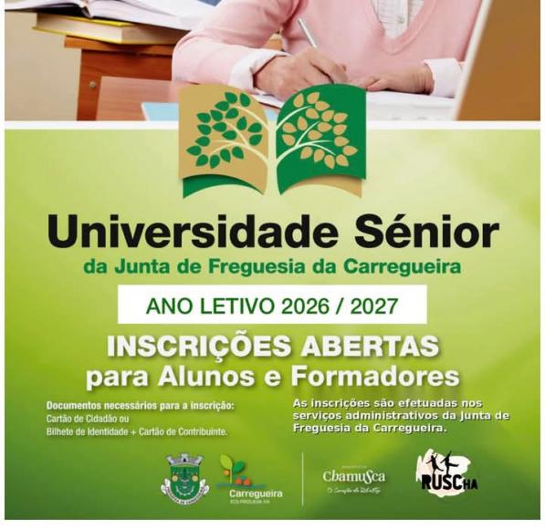 Inscri&ccedil;&otilde;es Universidade S&eacute;nior ano letivo 2026/2027